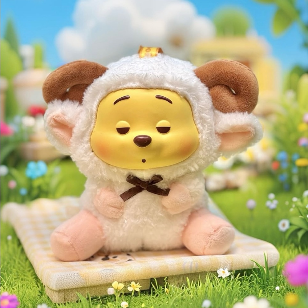 🆕 Disney Miniso Winnie The Pooh Plush Vinyl Sheep Bag Charm Keychain: Sealed Bag